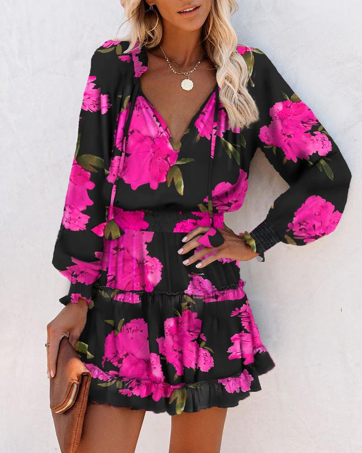 Floral Long Sleeve Mini Dress