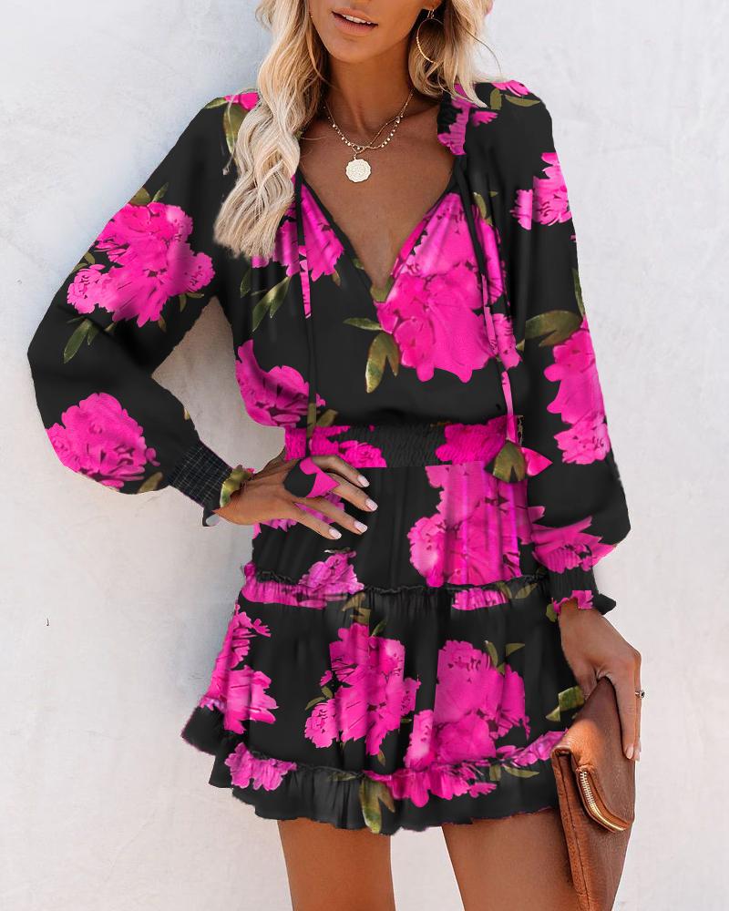 Floral Long Sleeve Mini Dress