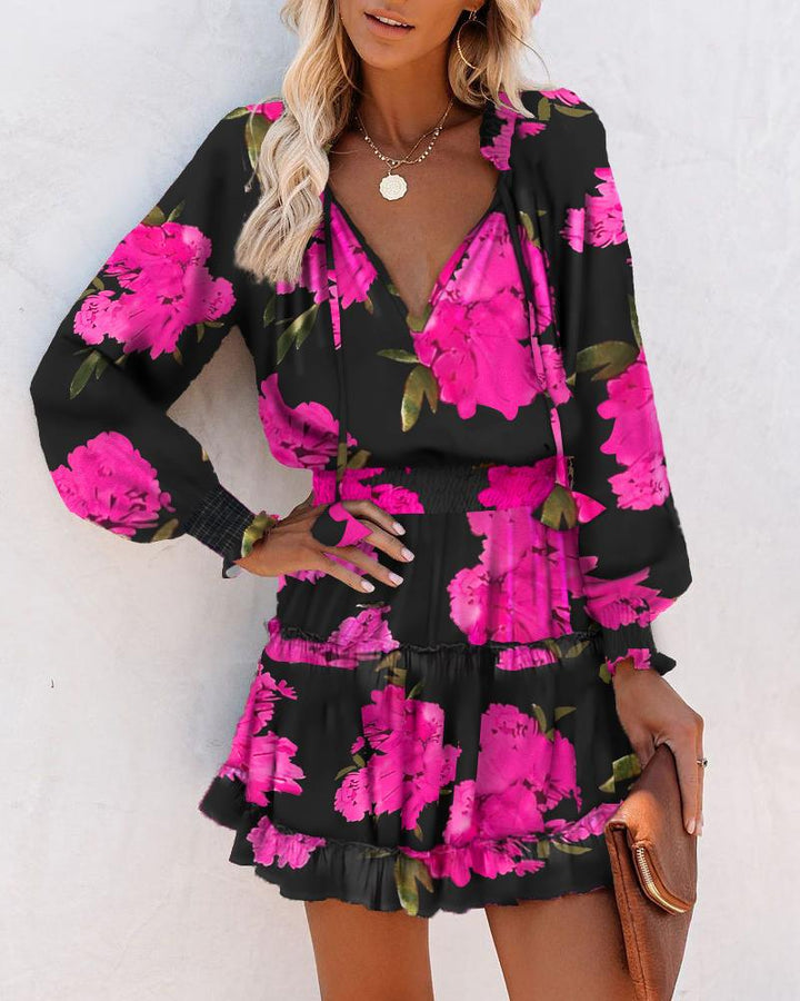 Floral Long Sleeve Mini Dress