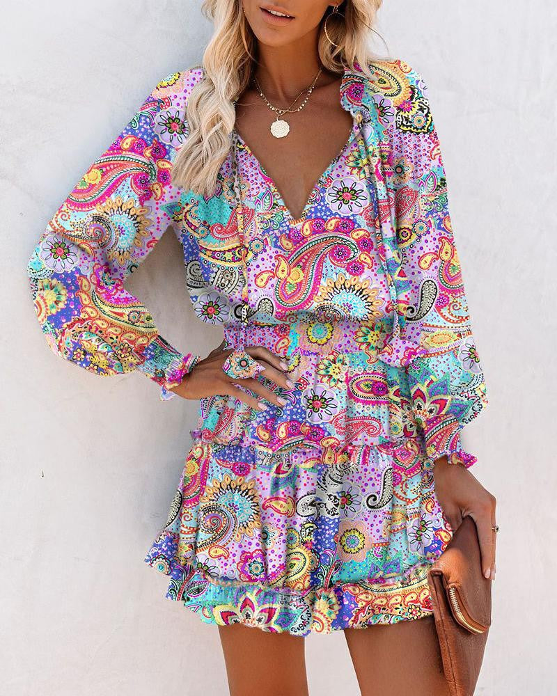 Floral Long Sleeve Mini Dress