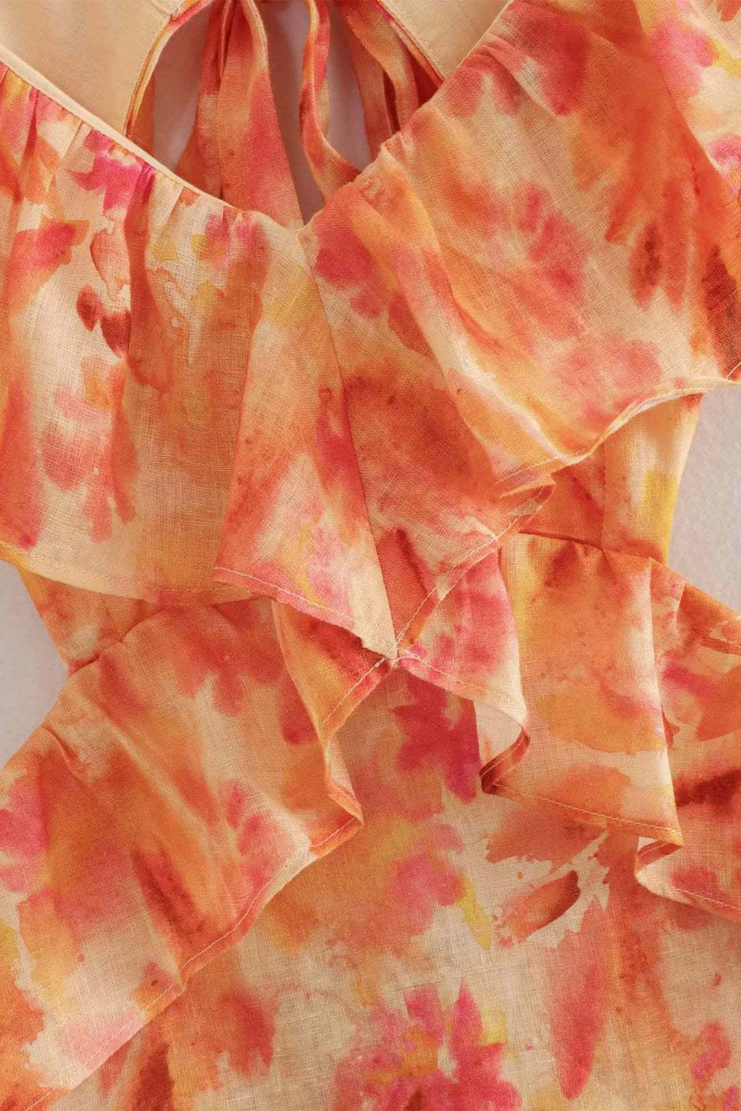 Floral Ruffle V Neck Maxi Dress
