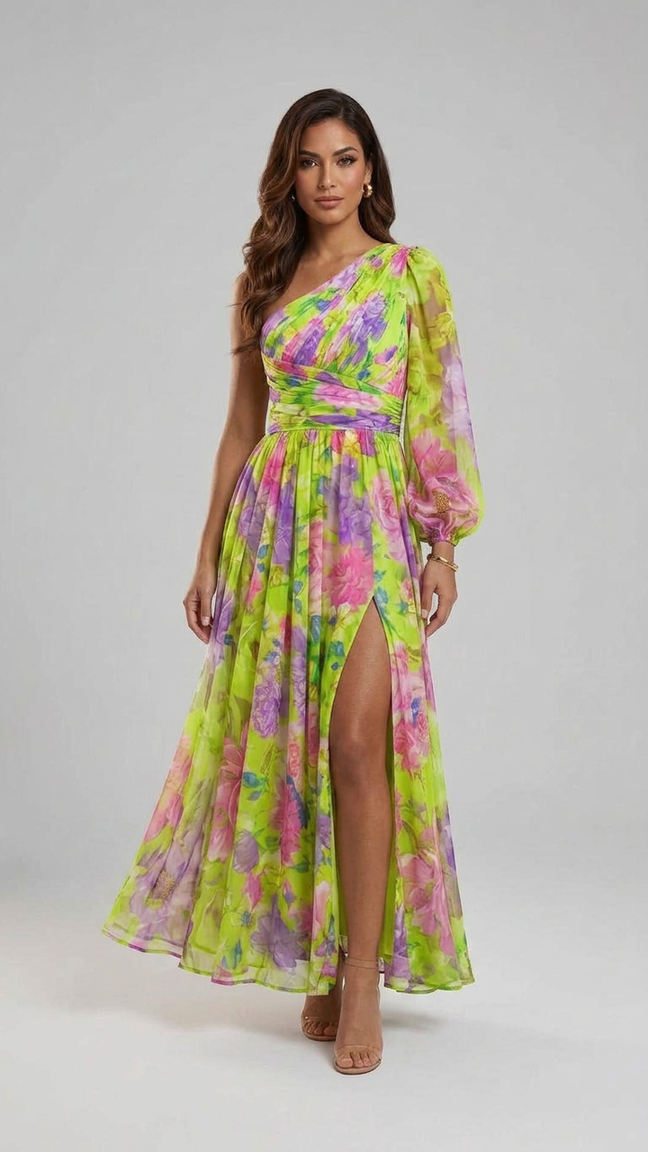Amy | One-Shoulder Floral Maxi Summer Dress