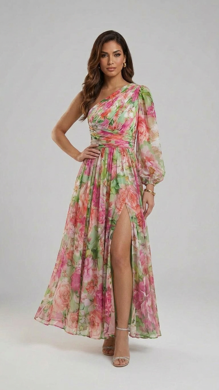 Amy | One-Shoulder Floral Maxi Summer Dress