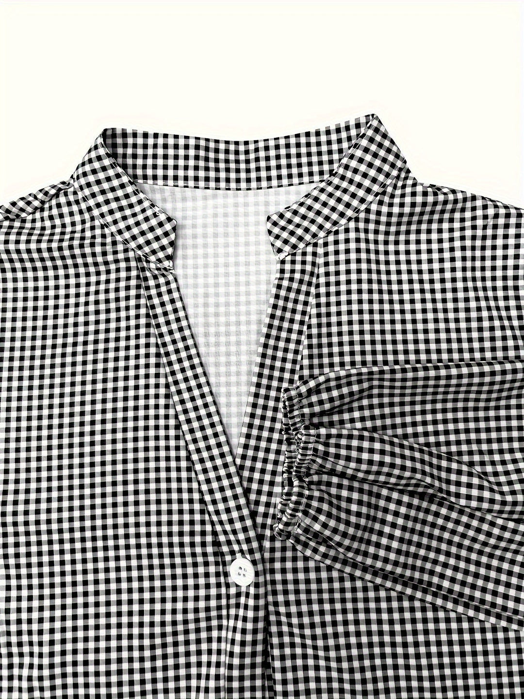 Gingham Button-Front Tiered Mini Dress