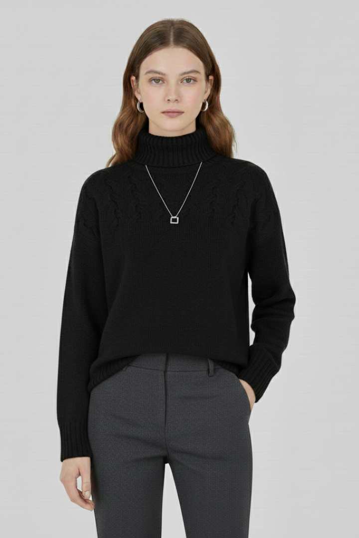 Grace - Cable Knit Turtleneck Jumper