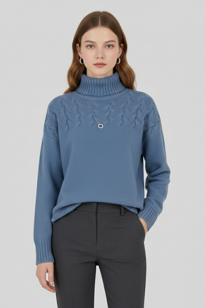 Grace - Cable Knit Turtleneck Jumper