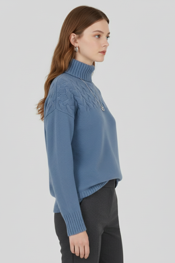 Grace - Cable Knit Turtleneck Jumper