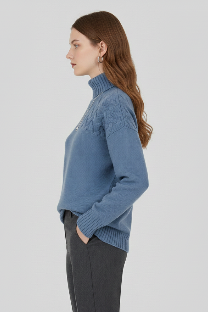 Grace - Cable Knit Turtleneck Jumper