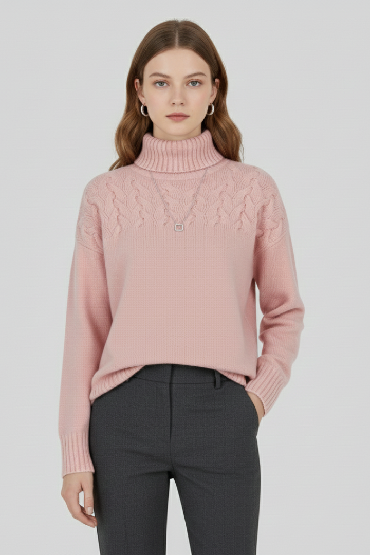 Grace - Cable Knit Turtleneck Jumper