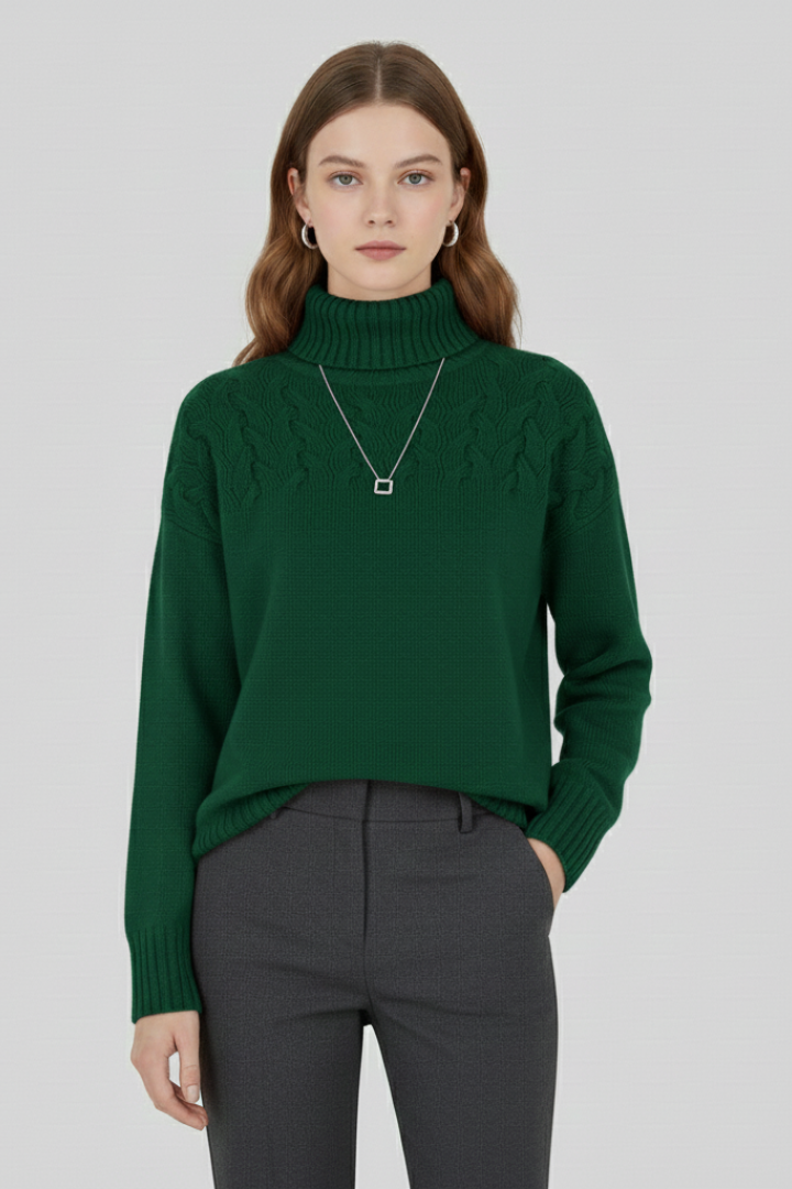 Grace - Cable Knit Turtleneck Jumper
