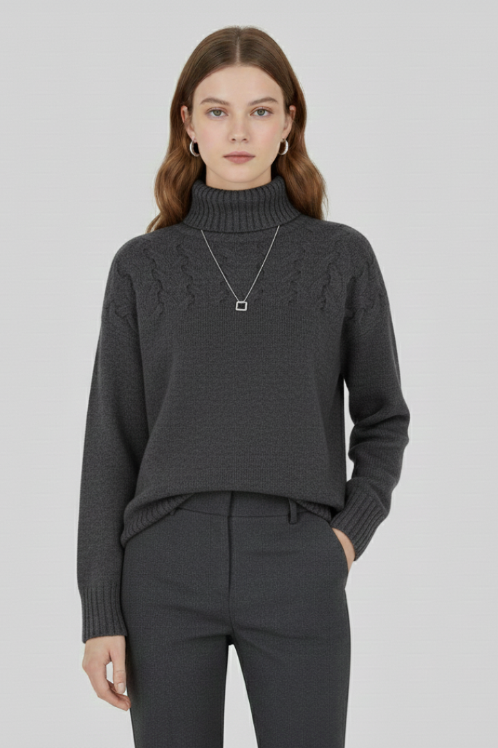 Grace - Cable Knit Turtleneck Jumper