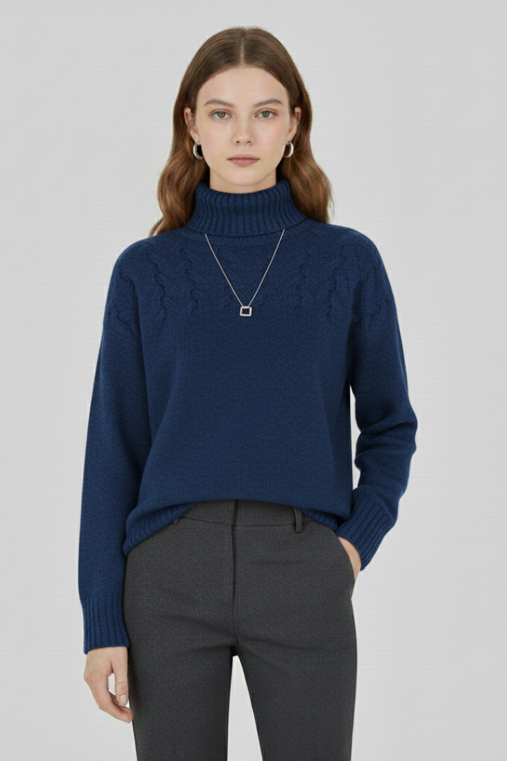 Grace - Cable Knit Turtleneck Jumper