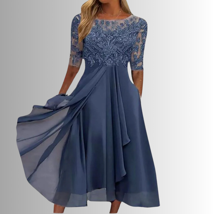 Lace Bodice A Line Midi Dress