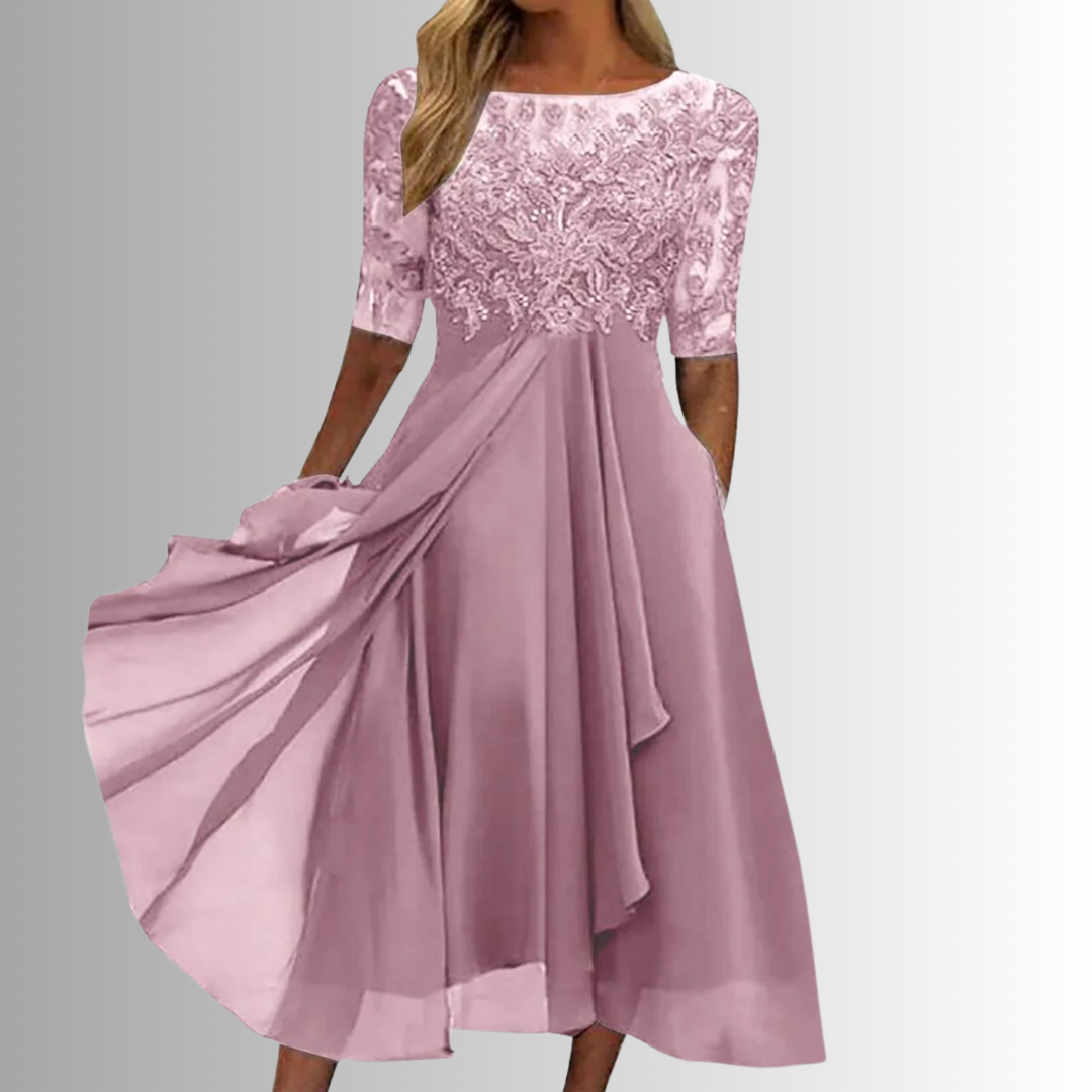 Lace Bodice A Line Midi Dress