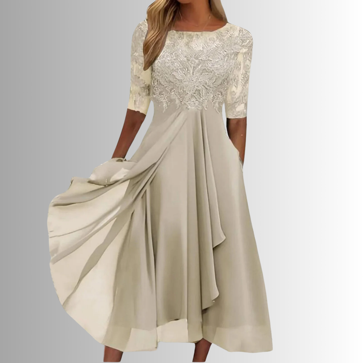Lace Bodice A Line Midi Dress