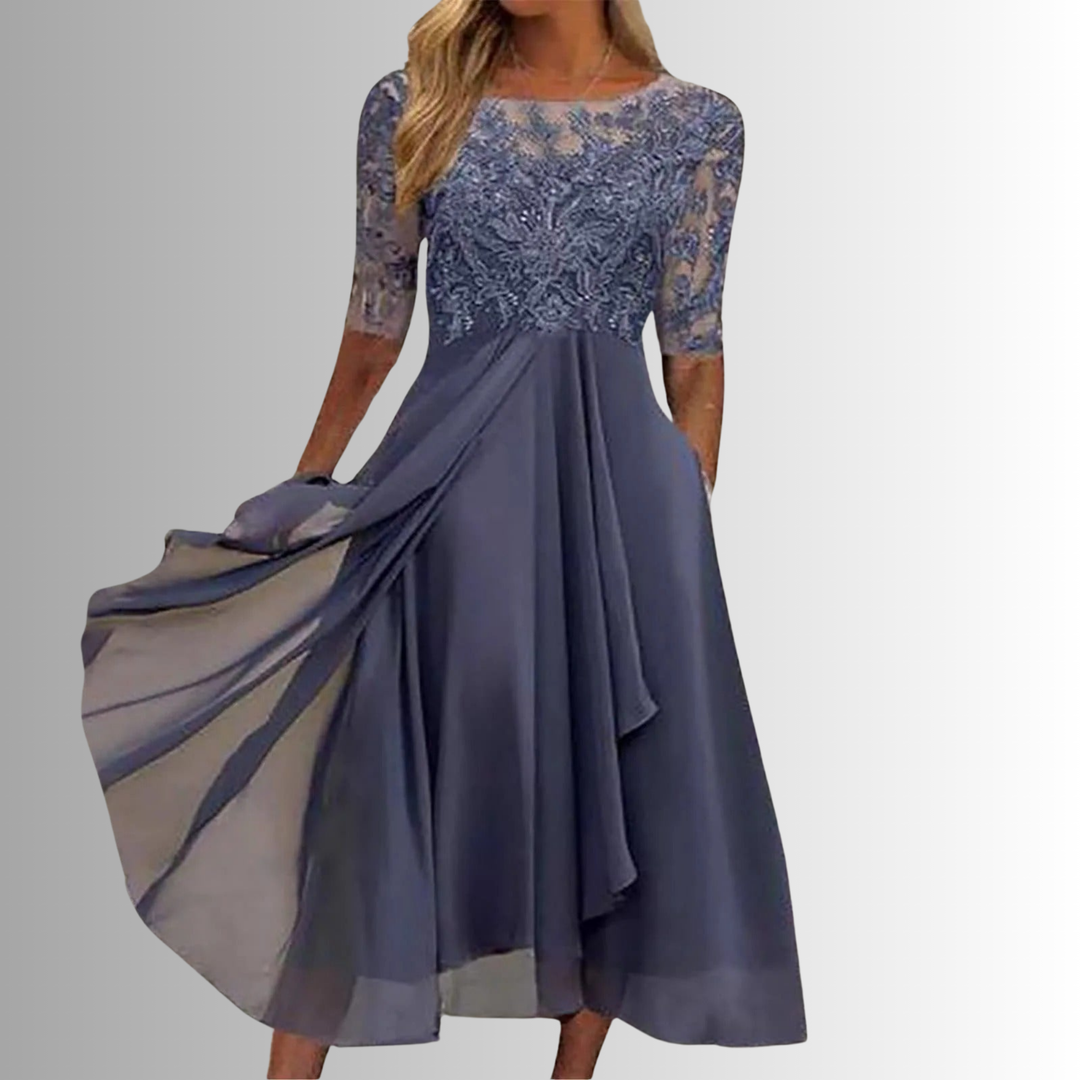 Lace Bodice A Line Midi Dress