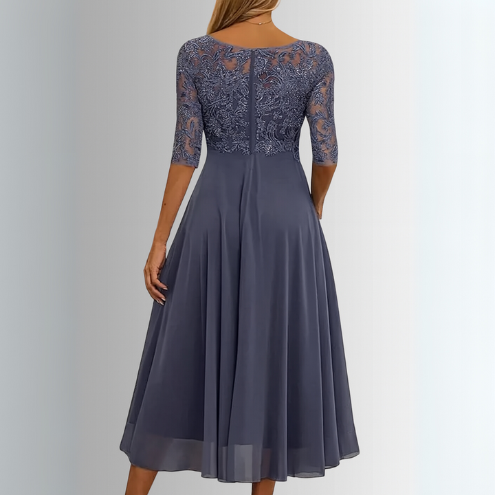 Lace Bodice A Line Midi Dress