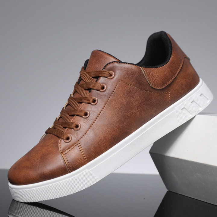 Leather Lace-Up Sneakers