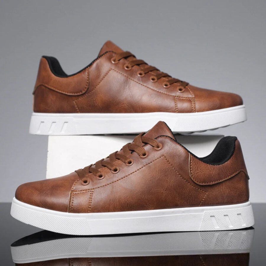 Leather Lace-Up Sneakers