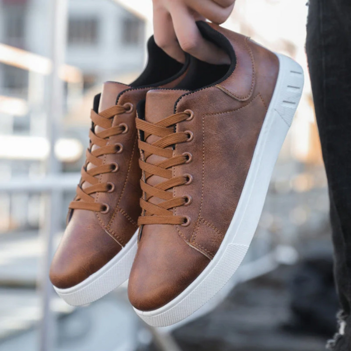 Leather Lace-Up Sneakers