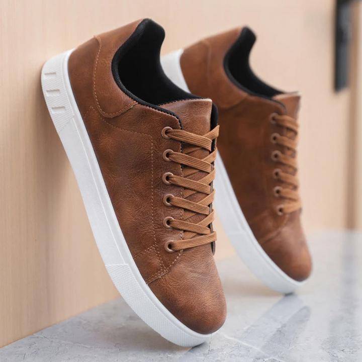 Leather Lace-Up Sneakers