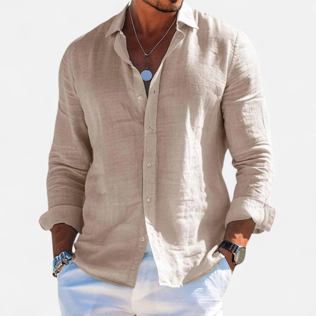 Linen Button Up Long Sleeve Shirt