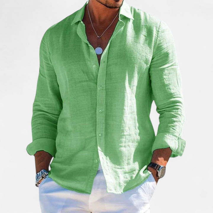 Linen Button Up Long Sleeve Shirt