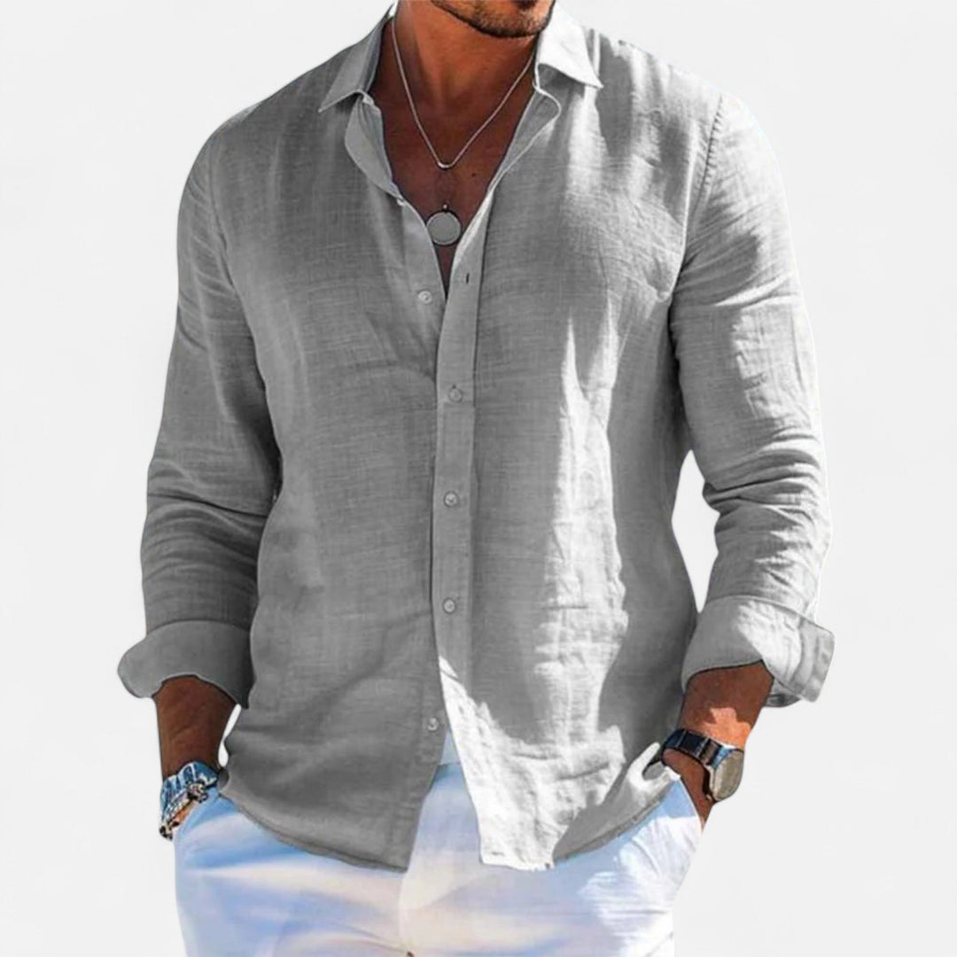 Linen Button Up Long Sleeve Shirt