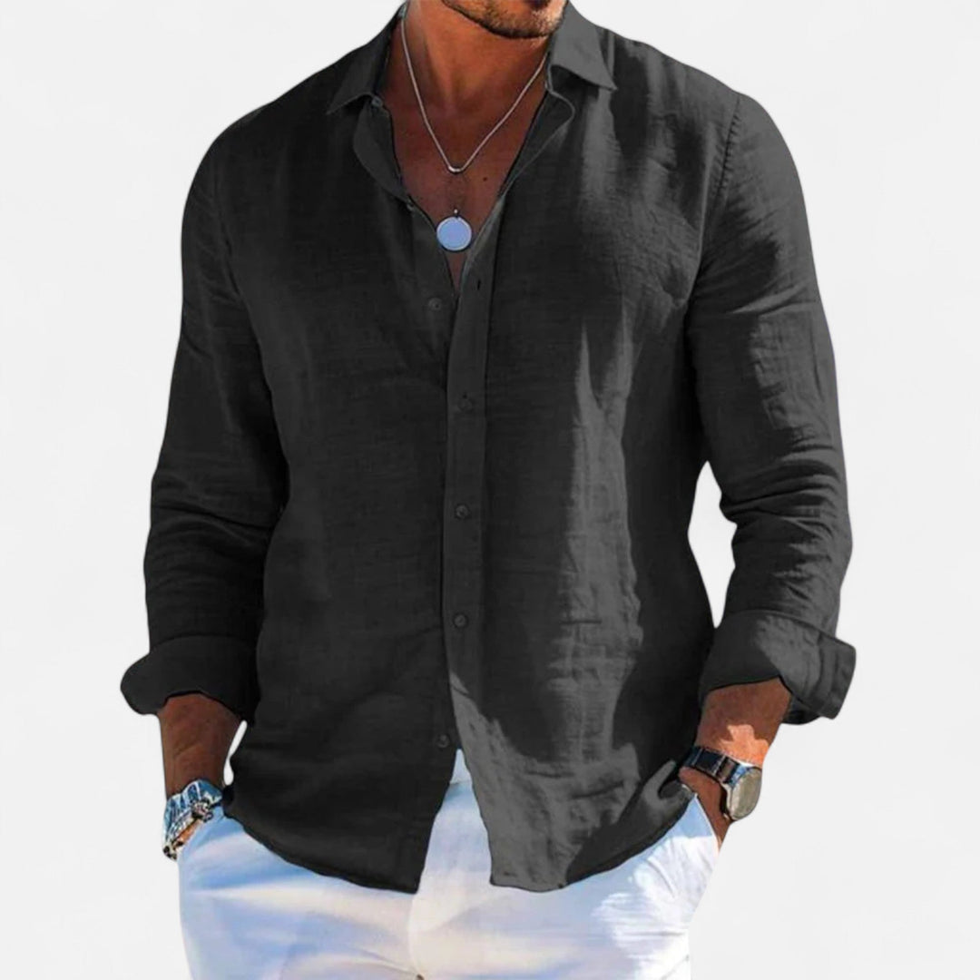 Linen Button Up Long Sleeve Shirt