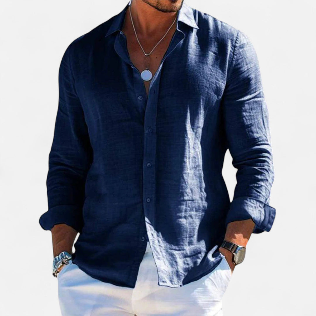 Linen Button Up Long Sleeve Shirt