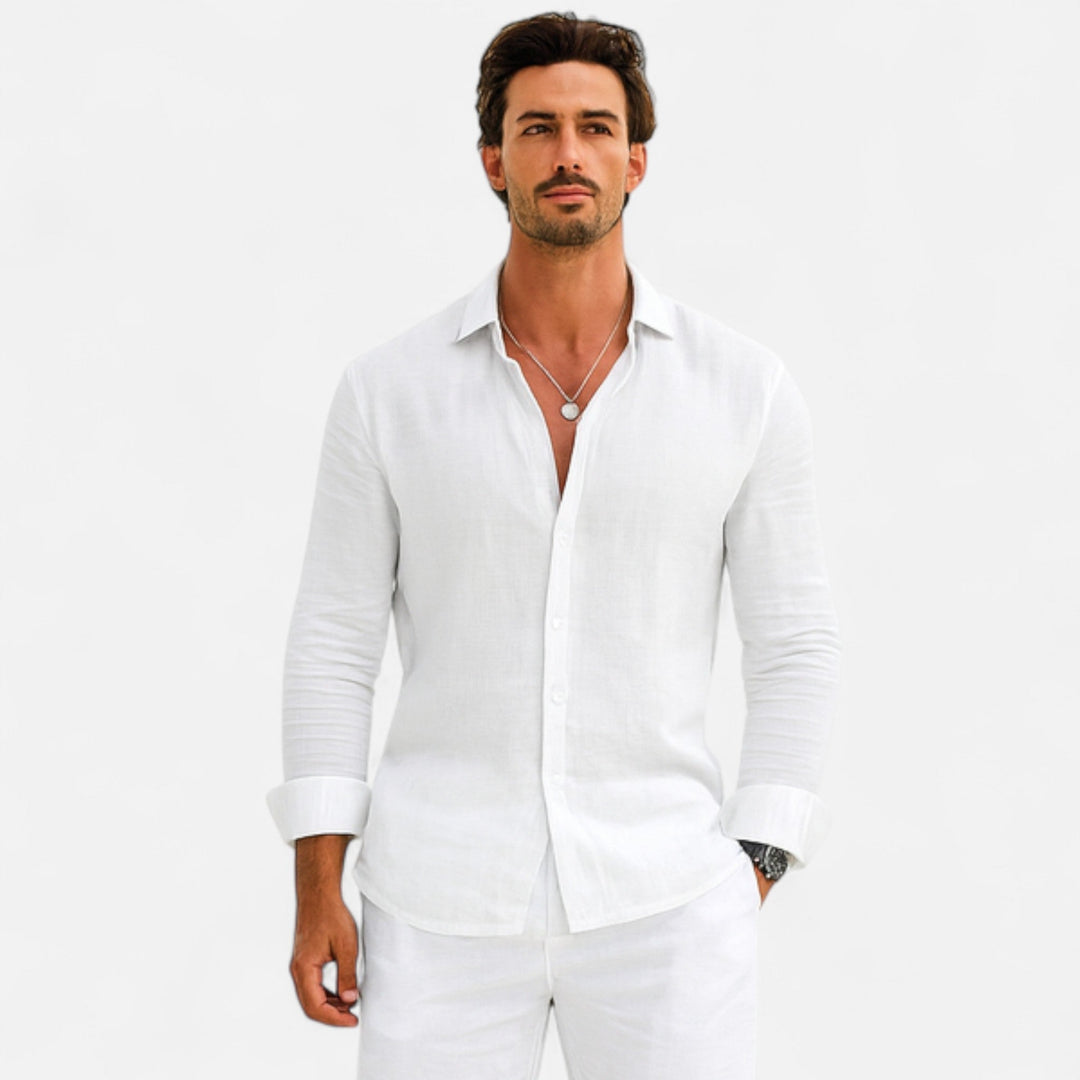 Linen Button Up Long Sleeve Shirt