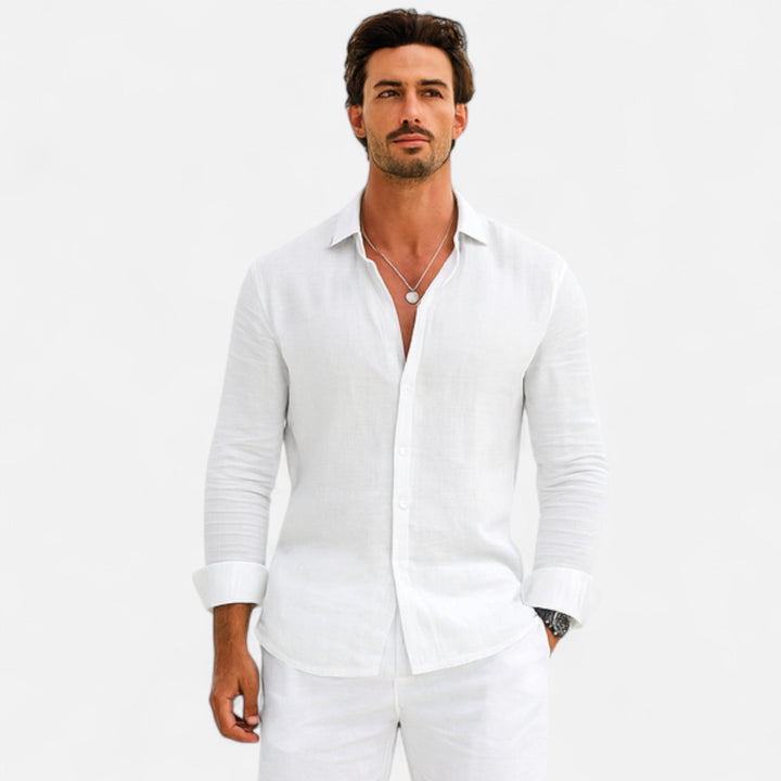 Linen Button Up Long Sleeve Shirt
