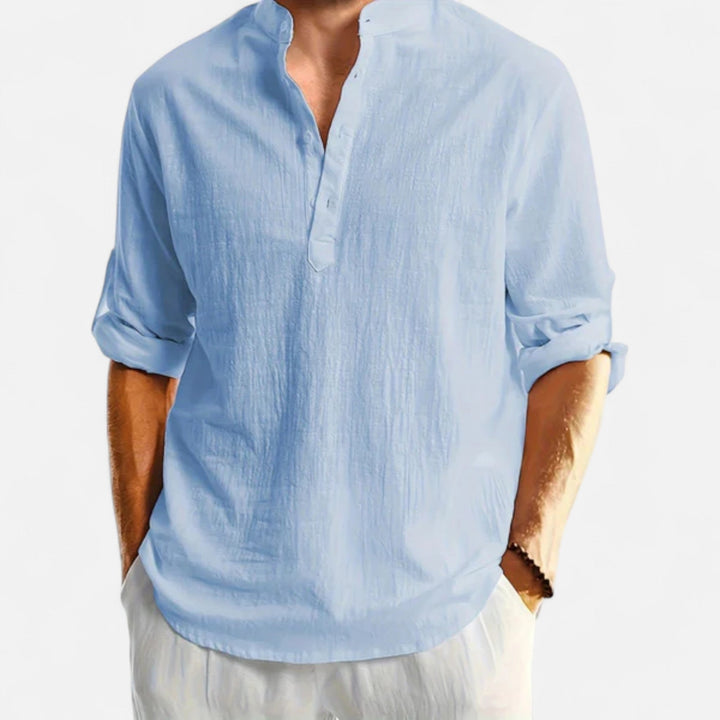Linen Henley Long Sleeve Shirt