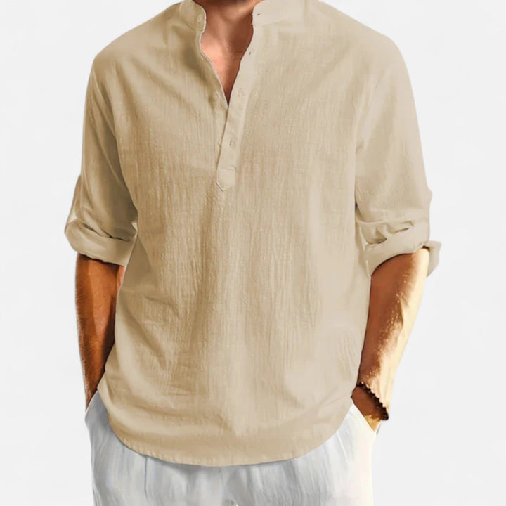 Linen Henley Long Sleeve Shirt