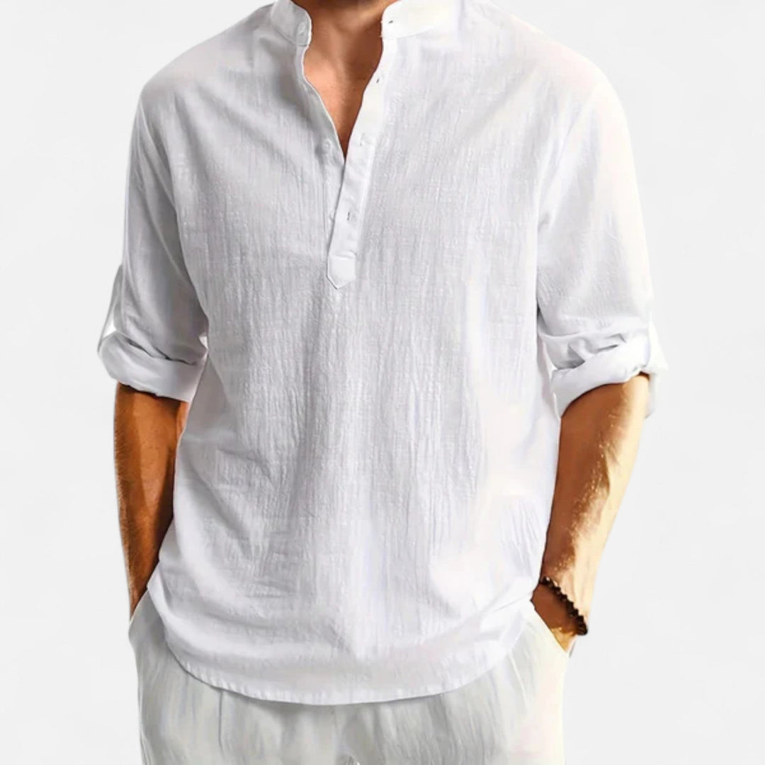 Linen Henley Long Sleeve Shirt