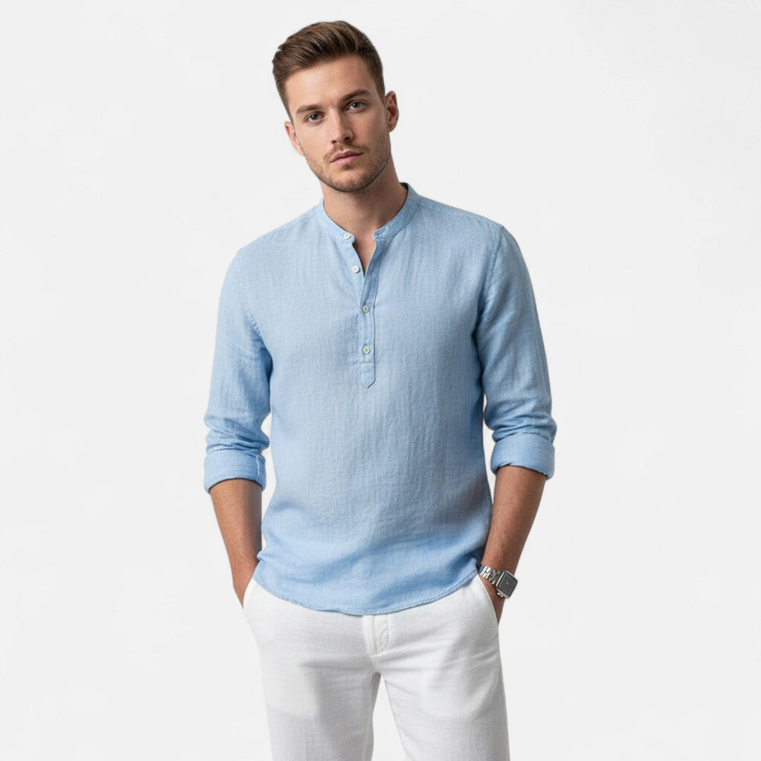 Linen Henley Long Sleeve Shirt