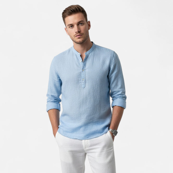 Linen Henley Long Sleeve Shirt