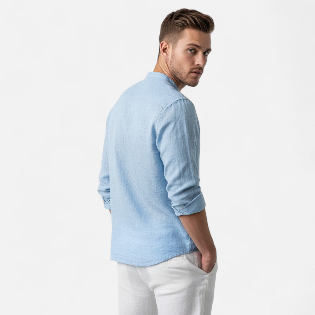 Linen Henley Long Sleeve Shirt