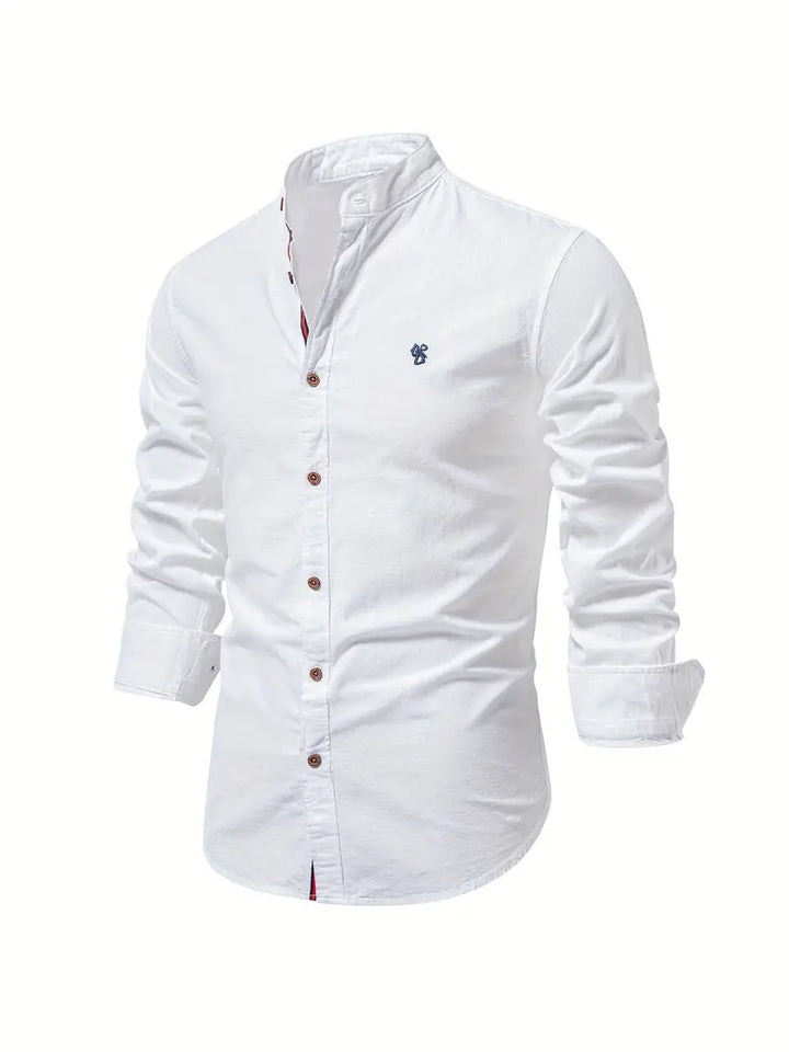 Mandarin Collar Button-Up Shirt