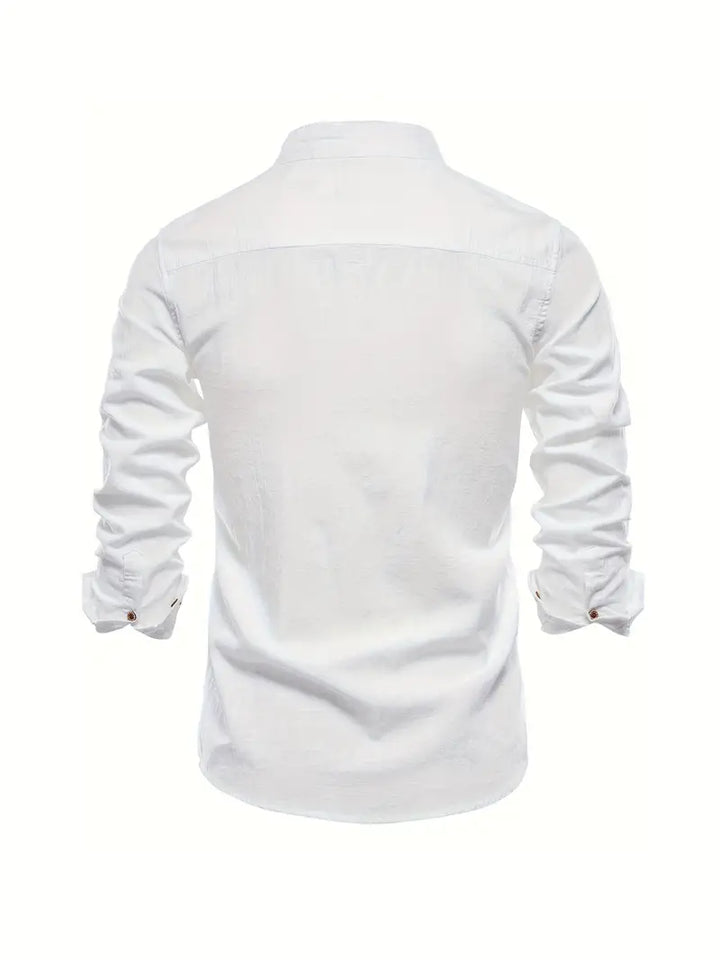 Mandarin Collar Button-Up Shirt