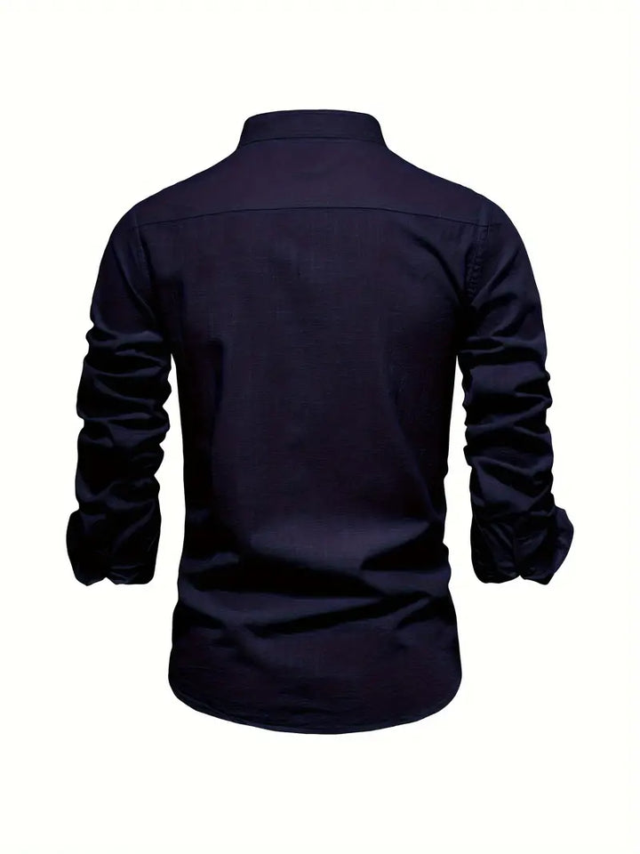 Mandarin Collar Button-Up Shirt