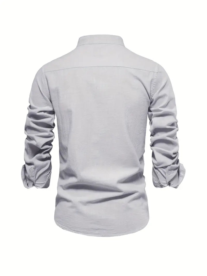 Mandarin Collar Button-Up Shirt
