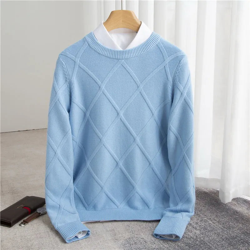 Men's argyle knit jumper, front view