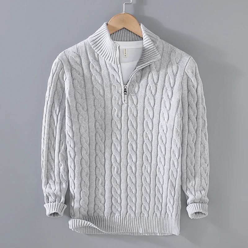 Men's combed cotton knit sweater, front view