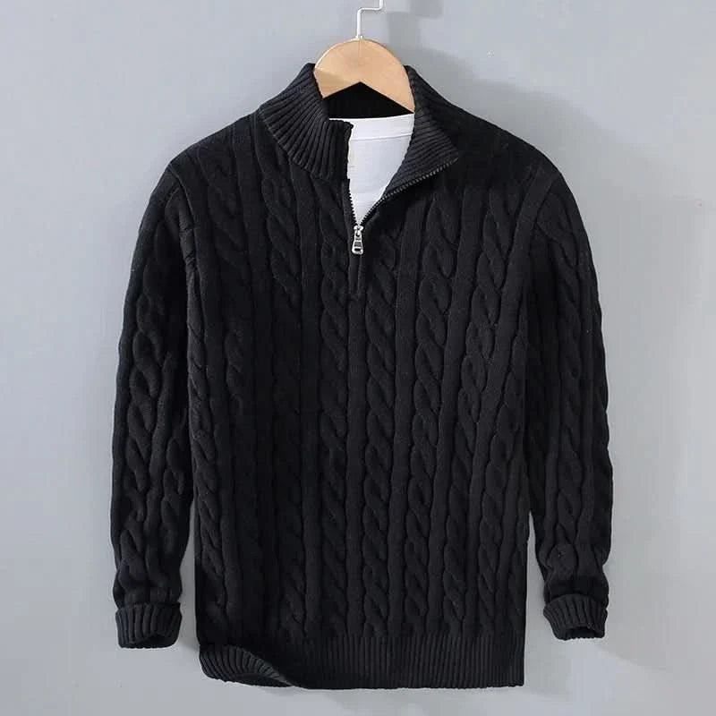 Men's combed cotton knit sweater, styled shot
