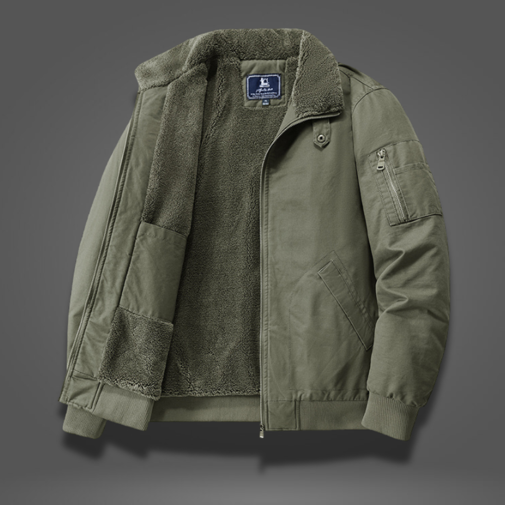 Men's fleece bomber jacket in green