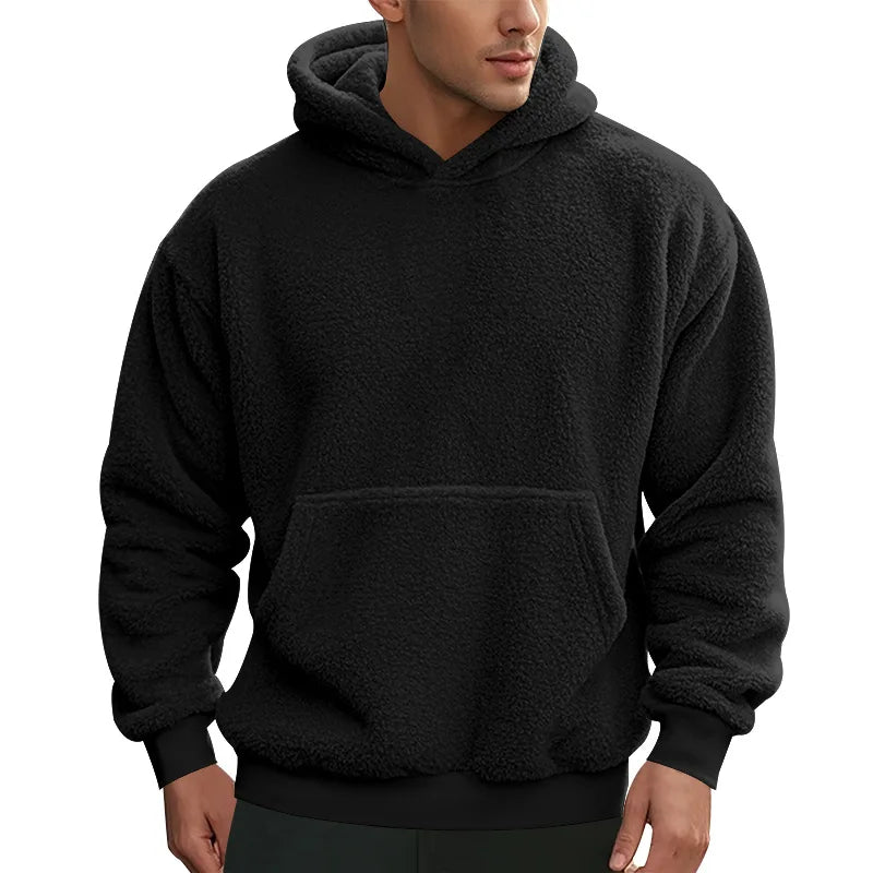 Men's fleece hoodie, front view