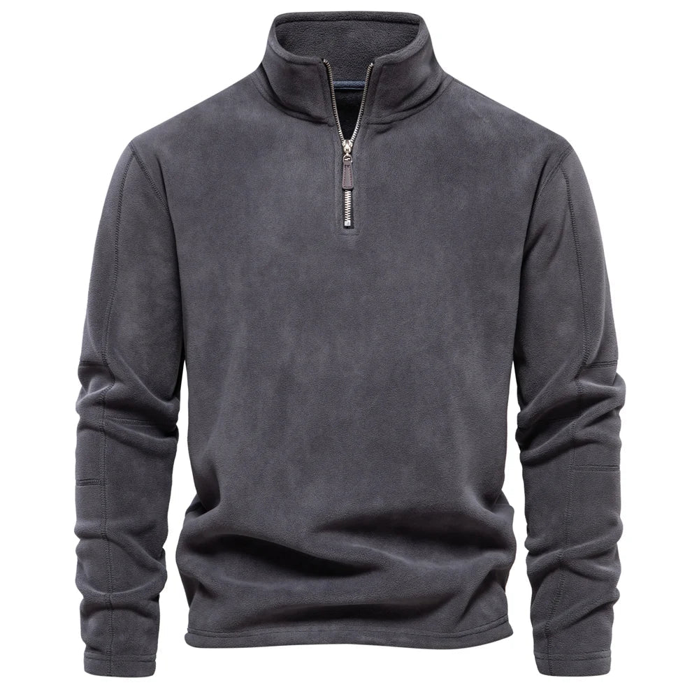 Men's fleece quarter-zip pullover, front view