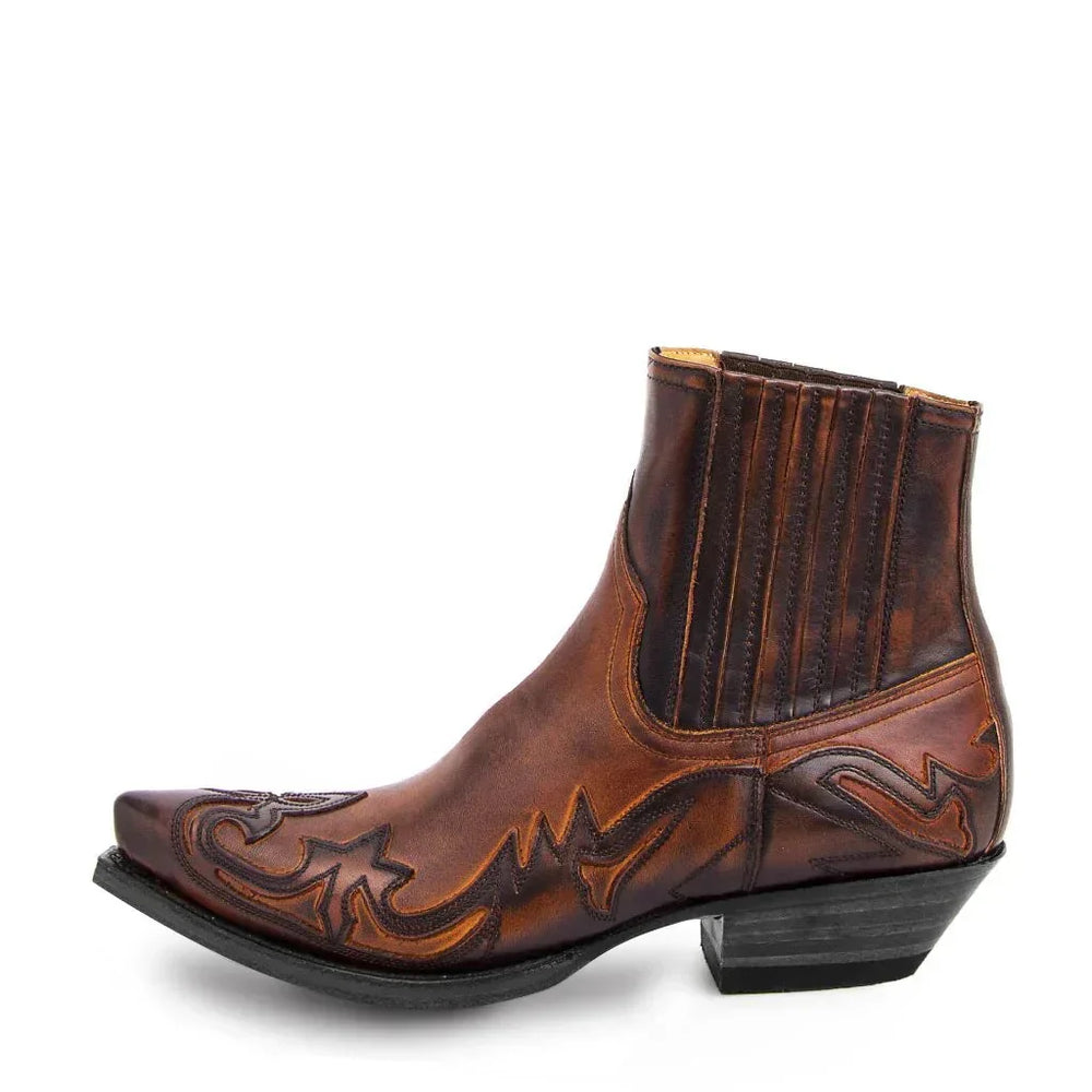 Men's leather cowboy boots, side view