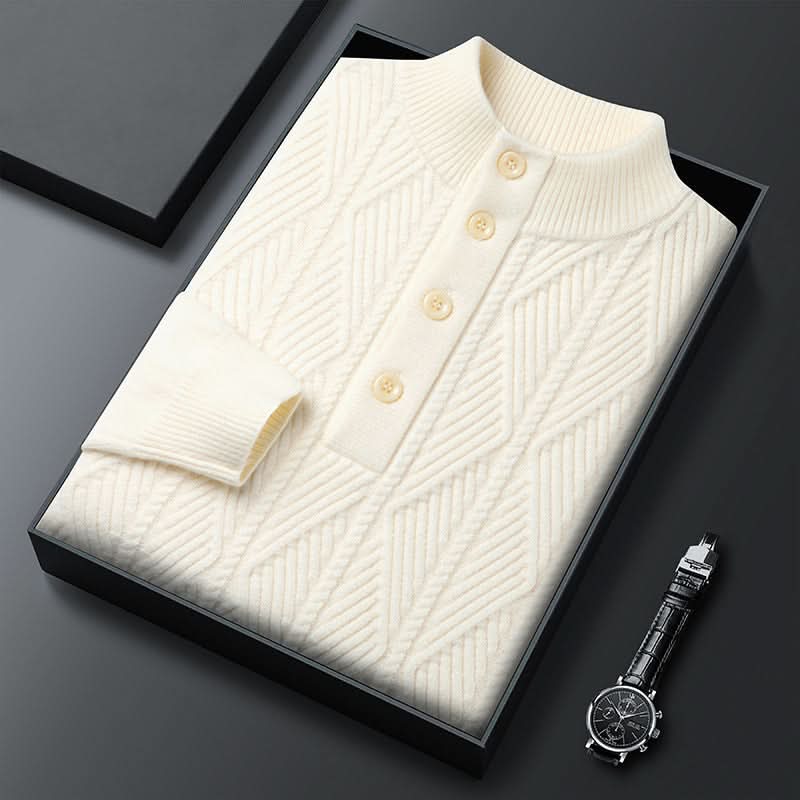 Men's merino half-zip sweater, front view